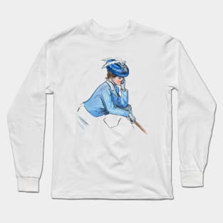 Art Nouveau Lady Blue Long Sleeve T-Shirt